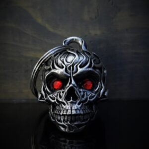 Flame Skull Diamond - Pewter - Motorcycle Gremlin Bell - Made In USA - SKU BB73-DS