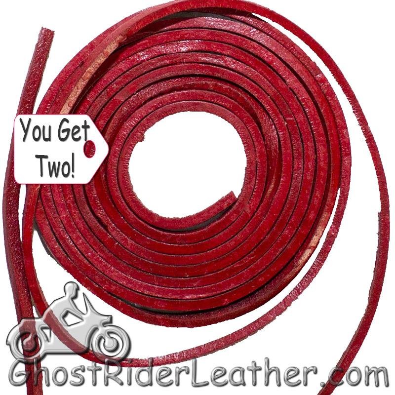 You Get TWO - 6 Foot Lengths of Red Leather Lacing SKU GRL-CE3-RED-X2-GRL