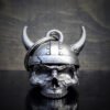 Viking Helmet Skull - Pewter - Motorcycle Ride Bell - SKU BB21-DL