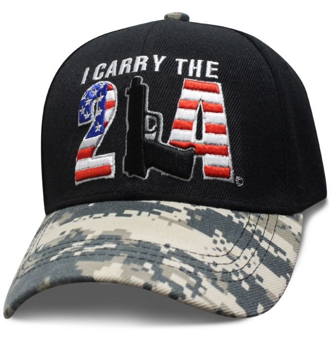 I Carry The 2A - 2nd Amendment - Baseball Cap - Black and Digital Camo - SKU SCAR2A-DS