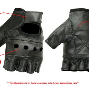 Leather Motorcycle Gloves - Fingerless - Biker - DS11-DS