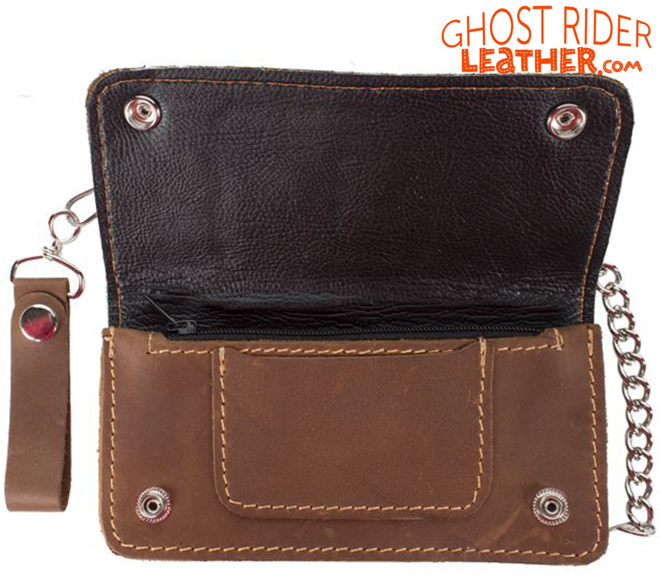 Leather Chain Wallet - Heavy Duty - Brown - AC51-11-BRN3-DL