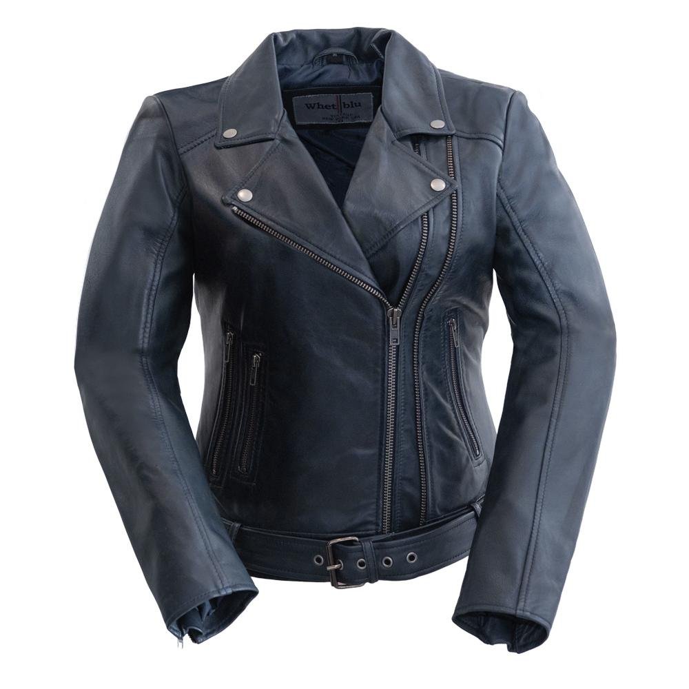 Chloe - Women's Red Fire Leather Motorcycle Jacket - Choice of 4 Colors - WBL1384