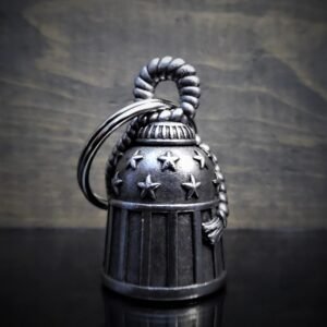 Stars and Stripes - Pewter - Motorcycle Gremlin Bell - Made In USA - SKU BB26-DS