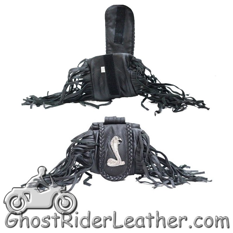Leather Folding Pouch - Cobra - Fringe - Belt Bag - Motorcycle - AC1007-DL