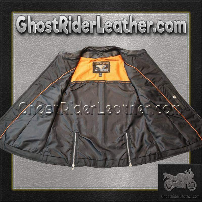 Leather Motorcycle Vest - Women's - Zipper - VL1028-VL
