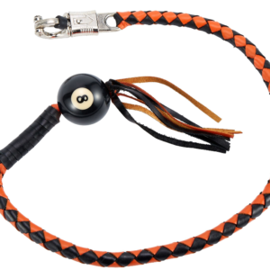 Get Back Whip - Black and Orange Leather - With 8 Ball - 42 Inches - GBW9-BALL8-DL