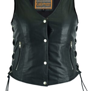 Leather Vest - Women's - Full Cut - Side Laces - Concealed Carry - DS294-DS