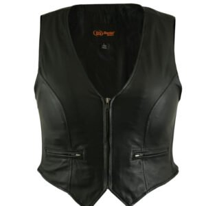 Leather Vest - Women's - Stylish Lightweight - Zipper - Motorcycle - DS238-DS