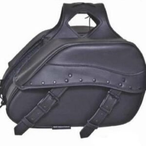 Saddle Bags - PVC - Rivets Design - Motorcycle Luggage - 9566-00-UN