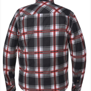 Flannel Motorcycle Shirt - Men's - Armor - Up To Size 8XL - Red White Black Plaid - TW136-01-UN