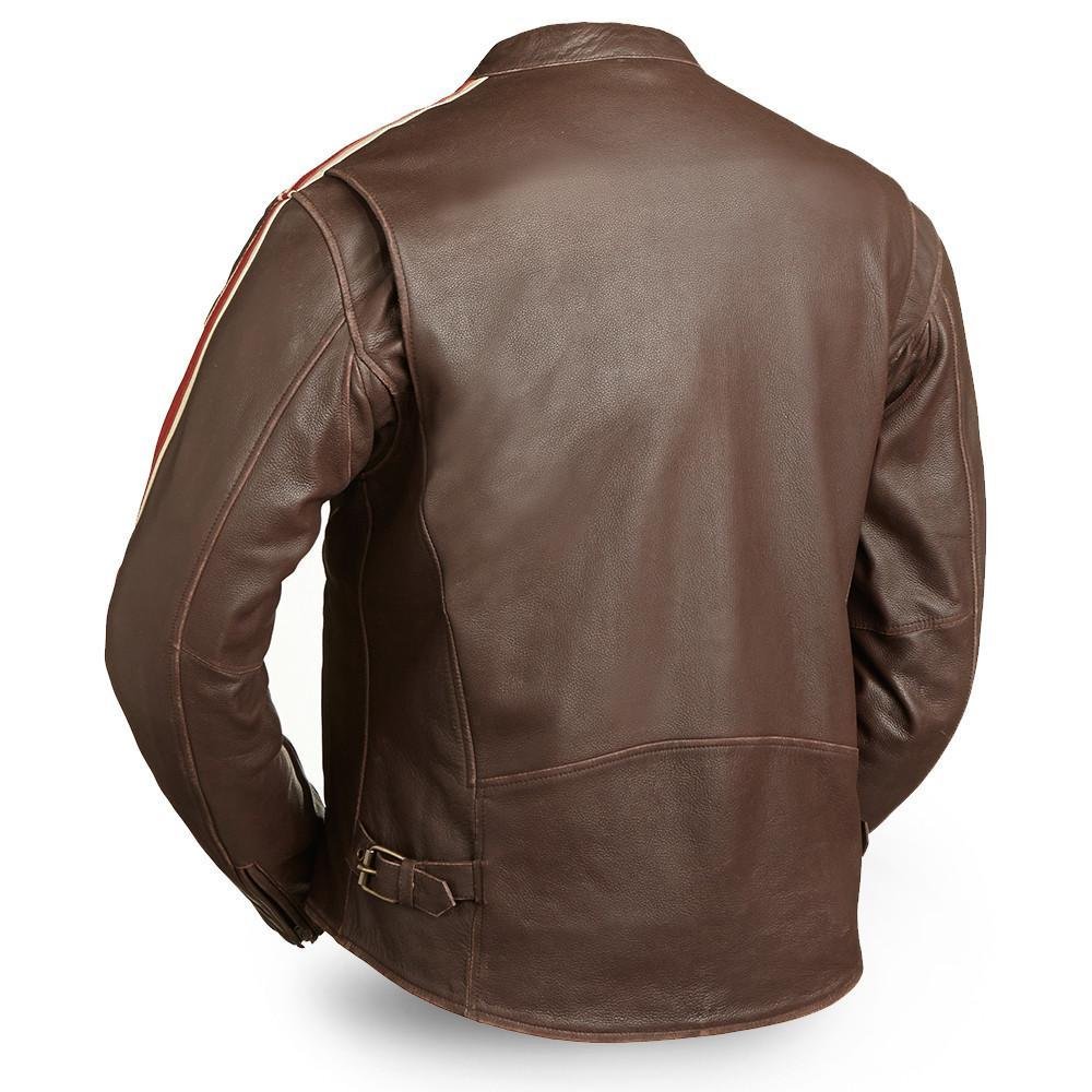 Fast Pace - Men's Vintage Style Racing Motorcycle Leather Jacket - SKU GRL-FIM227CTZ-FM