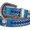 Unisex Rhinestone Bling Belt - Blue and Silver - Skulls - Rhinestones - Faux Leather - FBL21-DL