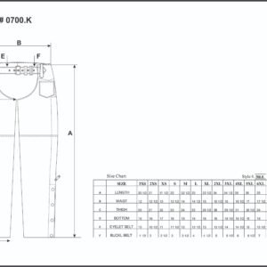 Leather Motorcycle Chaps - Unisex - Braid Design - 700-K-UN Size Chart