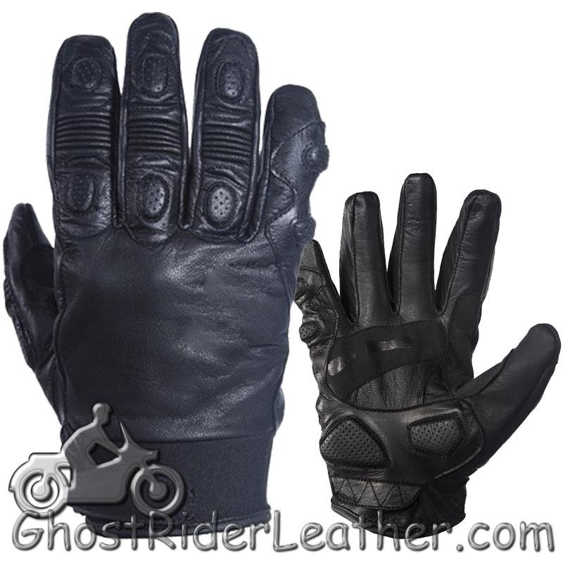 Full Finger Soft Leather Padded Motorcycle Riding Gloves - SKU GRL-GLZ80-DL