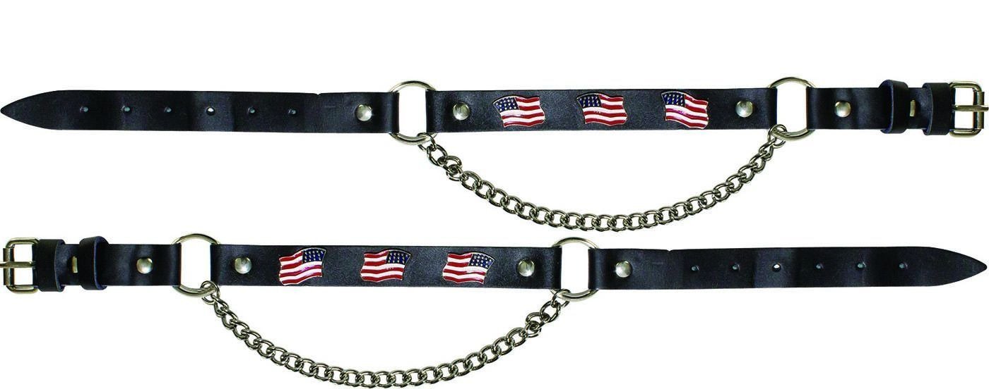 Pair of Biker Boot Chains - American Flag - Motorcycle - BC6-DL