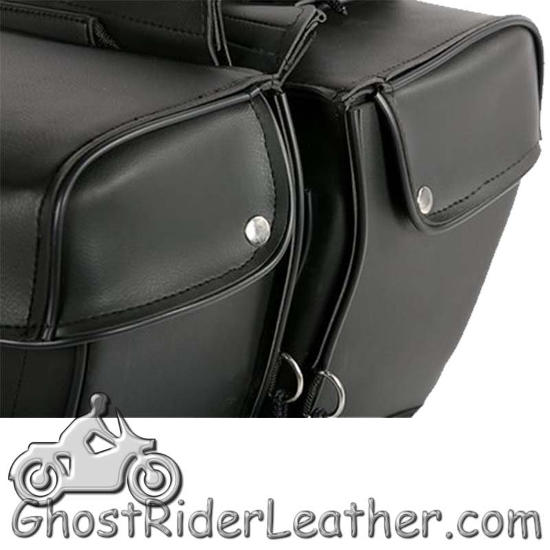 PVC Motorcycle Saddlebags Single Buckle Design - Motorcycle Luggage - SKU SD1483-PV-DL