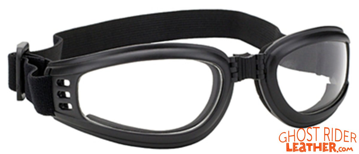 Goggles - Clear Lens - Folding - Motorcycle Eyewear - 4525-CLEAR-DS