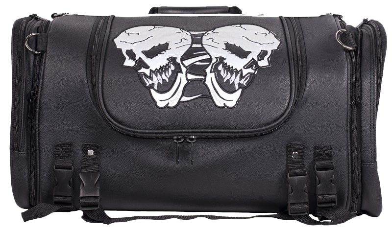 Motorcycle Sissy Bar Bag with Reflective Skulls - Medium - Biker Gear Bags - SB84-SKULL-MED-DL