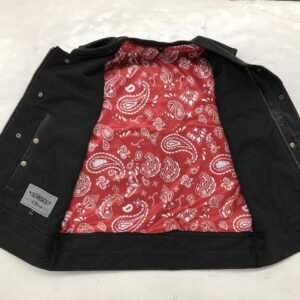 Leather Motorcycle Vest - Men's - Up To 8XL - Red Paisley Liner - 6665-01-UN