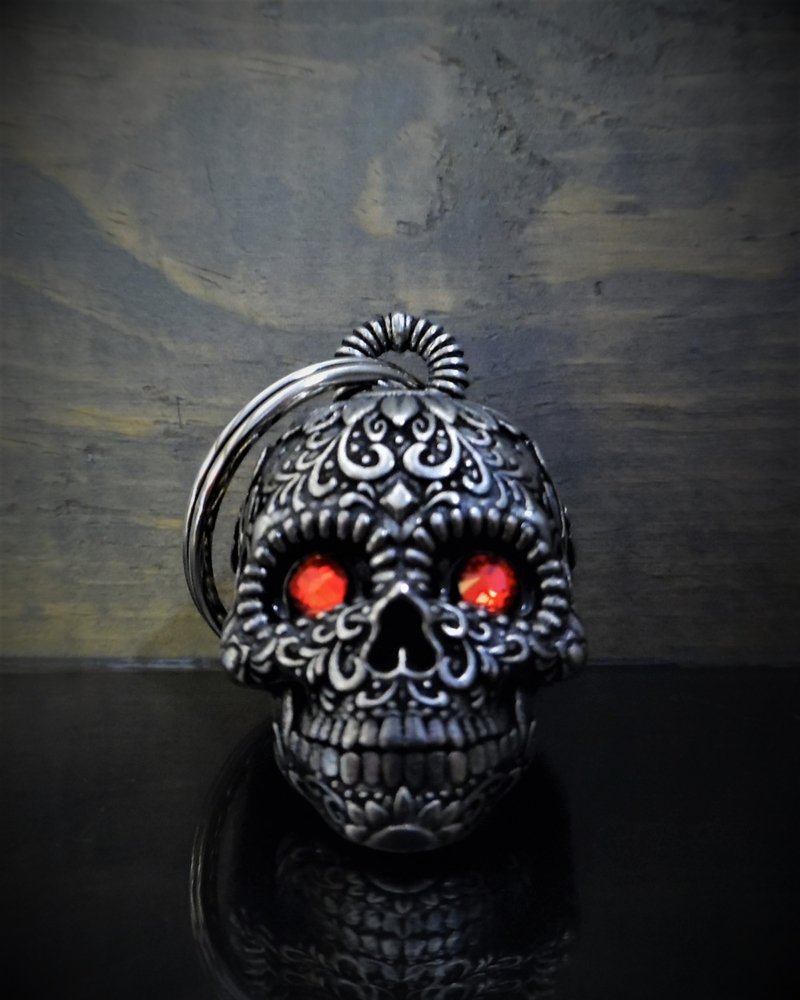 Sugar Skull Diamond - Pewter - Motorcycle Spirit Bell - Made In USA - SKU BB77-DS