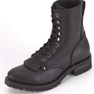 Leather Motorcycle Boots - Men's - Average Width - Lace Up Front - Tassles - S14-REG-DL