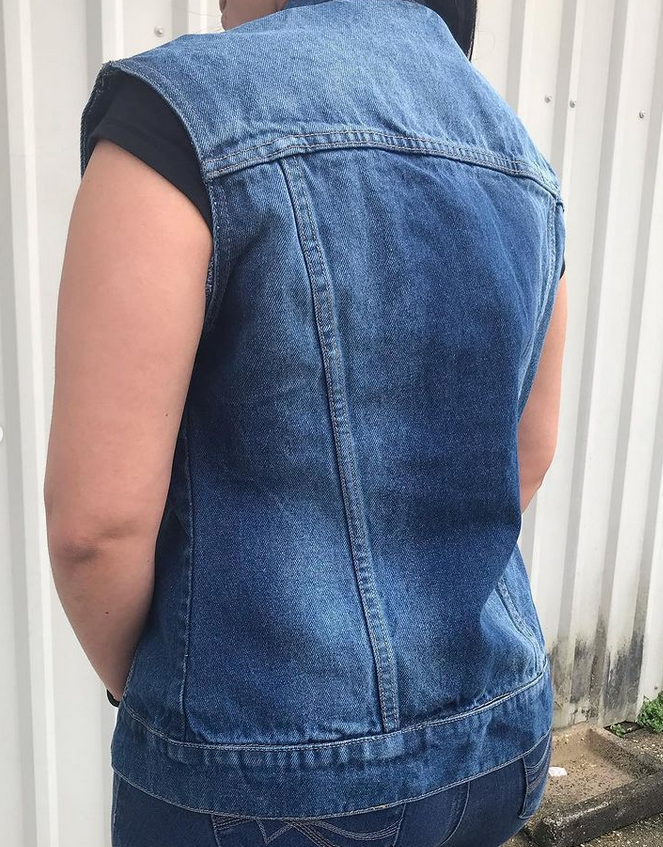 Women's Blue Denim Vest with Rub Off Front and Back - AL2991-AL