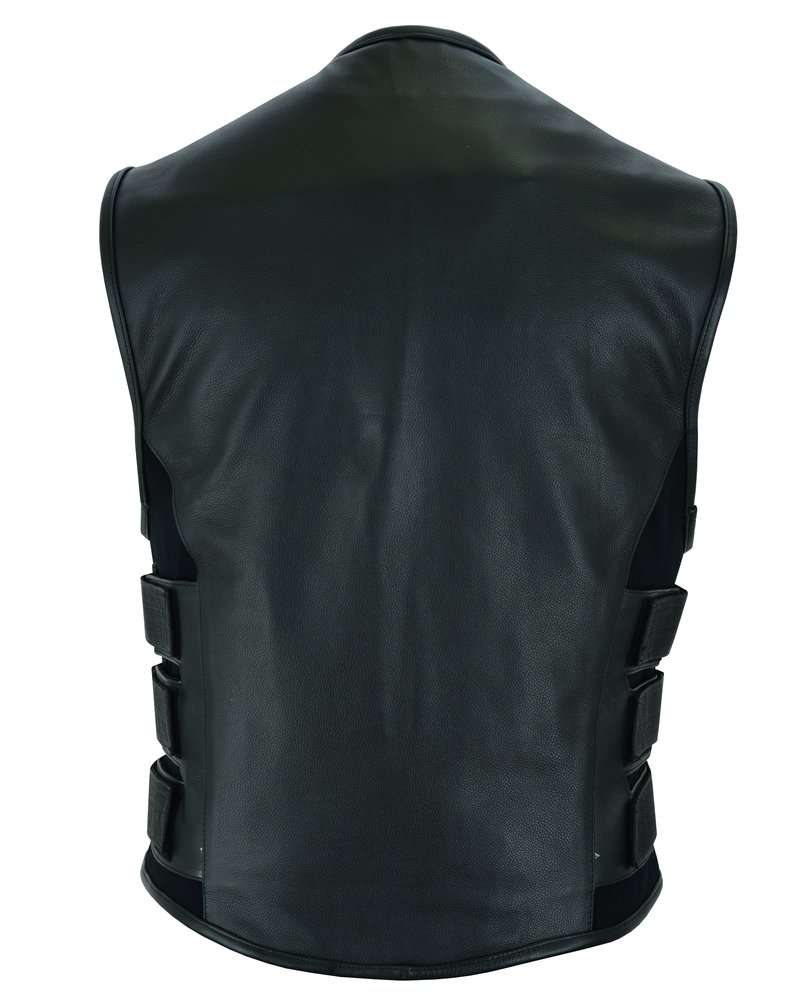 Leather Motorcycle Vest - Men's - Updated SWAT Team - Up To 8XL - DS007-DS