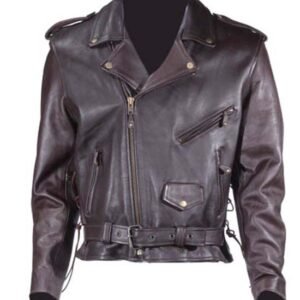 Embossed Eagle Retro Brown Motorcycle Jacket with Side Laces and Live To Ride - SKU MJ703-02-DL