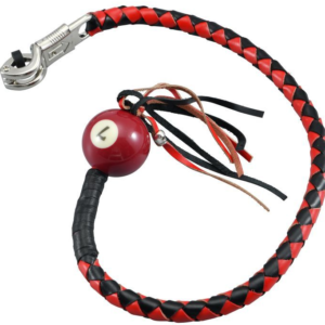 Get Back Whip - Black and Red Leather - With Pool Ball - 36 Inches - GBW6-BB-36-DL