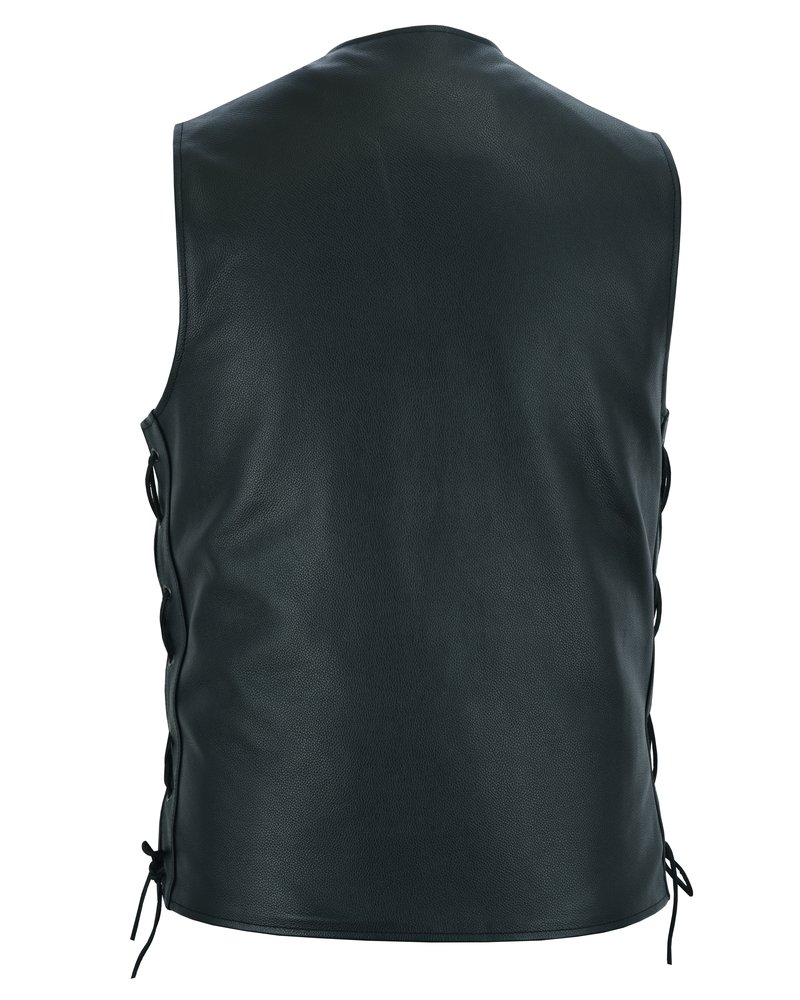 Leather Motorcycle Vest - Men's -Up To Size 8XL - Tapered Bottom - Big and Tall - DS161-TALL-DS