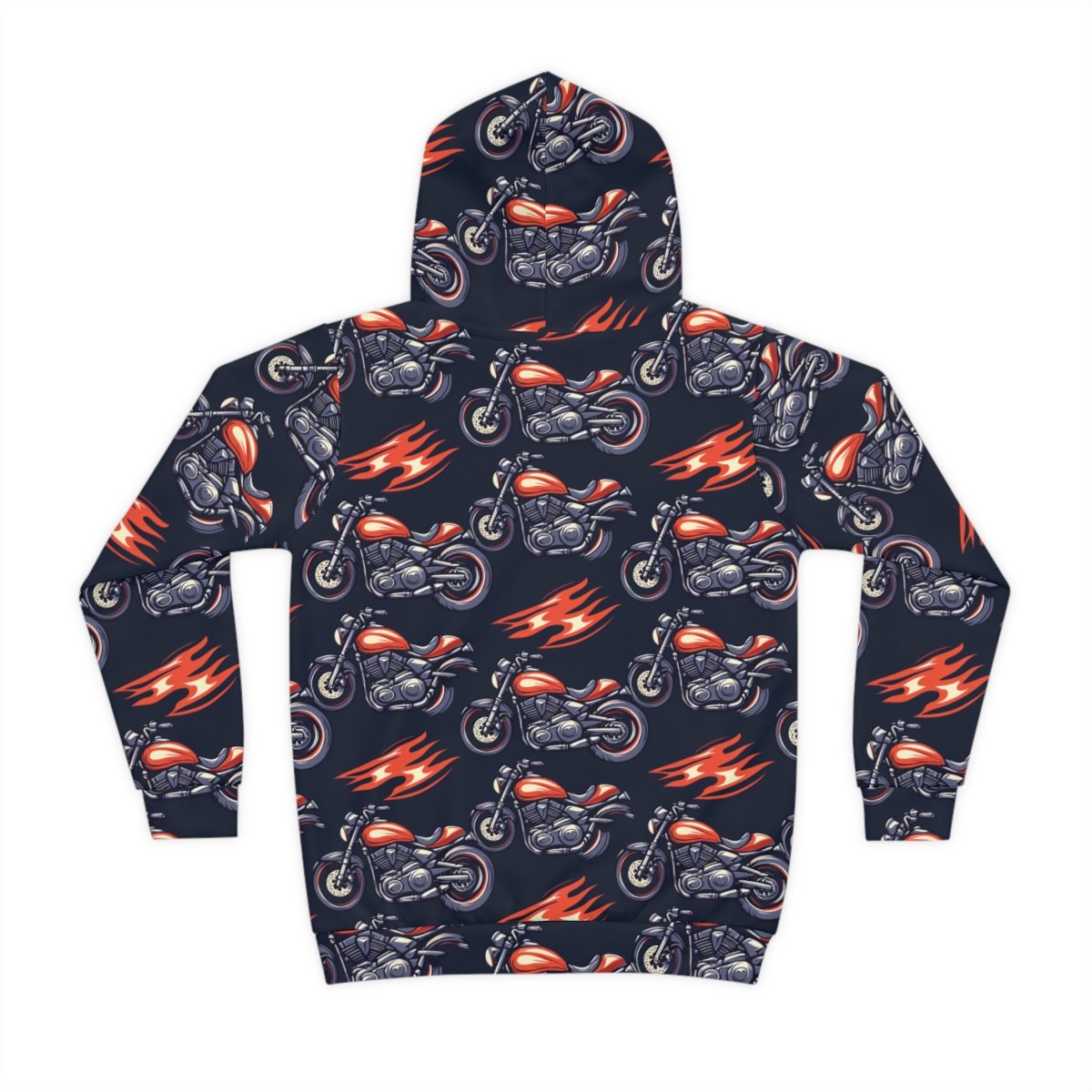 Motorcycle and Flames - Red White on Black - Children's Hoodie (AOP) Motorcycle and Flames - Red White on Black - Children's Hoodie (AOP)