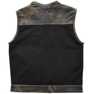 Leather and Canvas Motorcycle Vest - Men's - Camo - Up To 5XL - Infantry - FIM666CAMO-FM