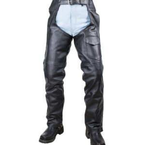 Leather Chaps - Men or Women - Plain - Motorcycle - Biker - C2325-04-DL