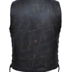 Leather Motorcycle Vest - Men's - Ten Pocket - Nevada Brown - 2632-ABR-UN