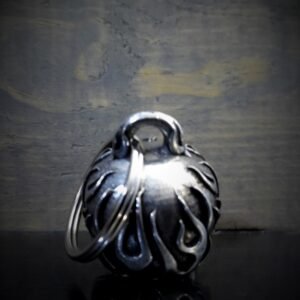 Flame Skull Diamond - Pewter - Motorcycle Gremlin Bell - Made In USA - SKU BB73-DS