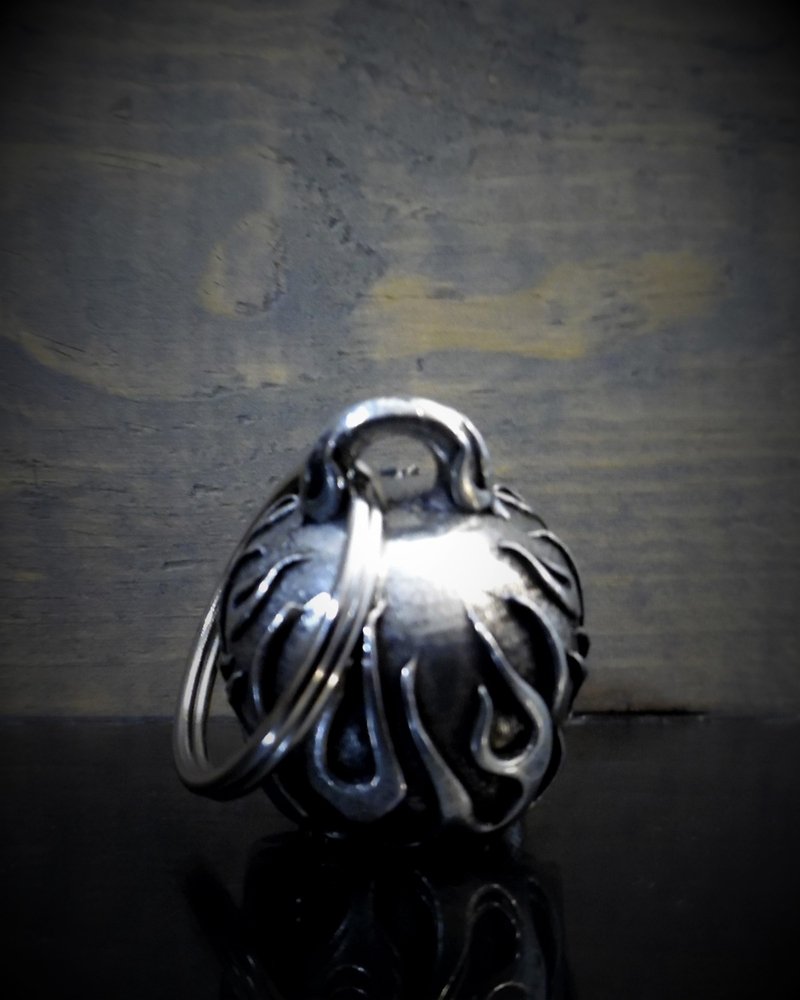 Flame Skull Diamond - Pewter - Motorcycle Gremlin Bell - Made In USA - SKU BB73-DS