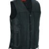 Leather Motorcycle Vest - Men's -Up To Size 8XL - Tapered Bottom - Big and Tall - DS161-TALL-DS