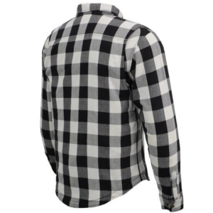 Flannel Motorcycle Shirt - Men's - Armor - Up To Size 5XL - White Black Plaid - SHR13-CC-DL