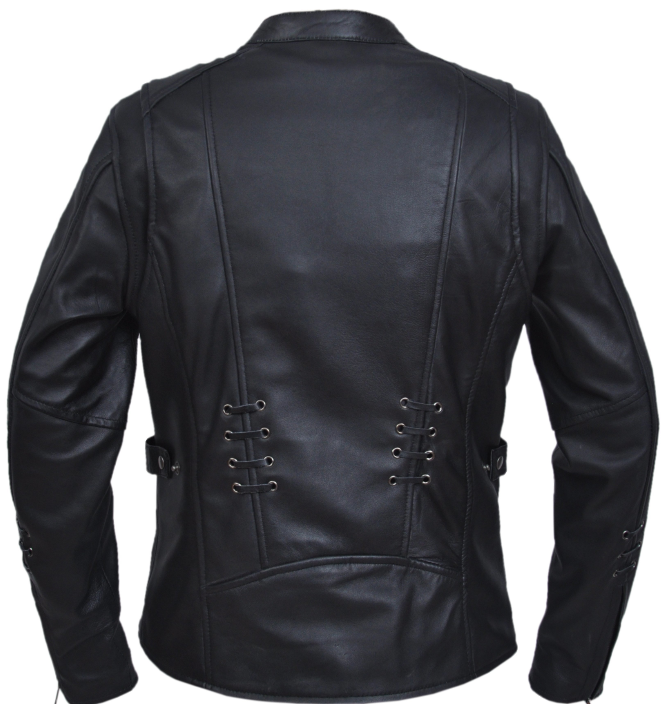 Leather Motorcycle Jacket - Women's - Lacing Design - Lambskin - 6829-00-UN