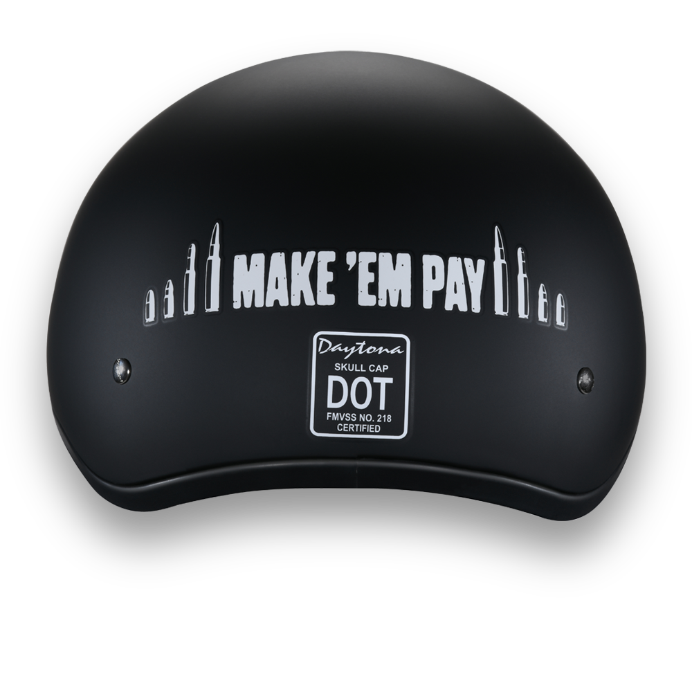 DOT Motorcycle Helmet - Make 'Em Pay - Guns - Shorty - D6-MP-DH