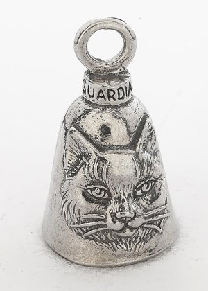 Cat - Pewter - Motorcycle Guardian Bell - Made In USA - SKU GB-CAT-DS