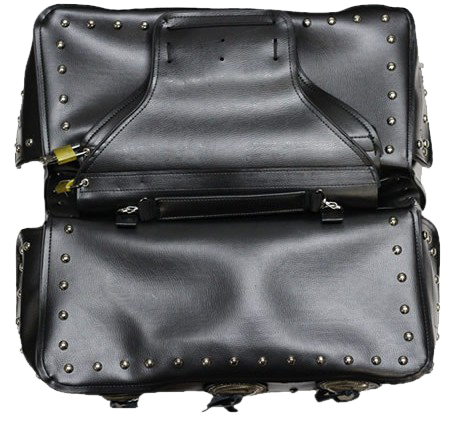 Saddlebags - PVC - Large - Conchos - Studs - Motorcycle Luggage - SD4000-PV-DL