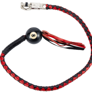 Get Back Whip - Black and Red Leather - With 8 Ball - 42 Inches - SKU GBW6-BALL8-DL