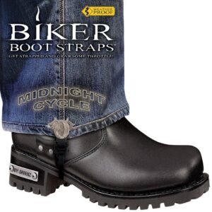 Dealer Leather Pair of Biker Boot Straps - 6 Inch - Midnight Cycle - Motorcycle - BBS-MD6-DS