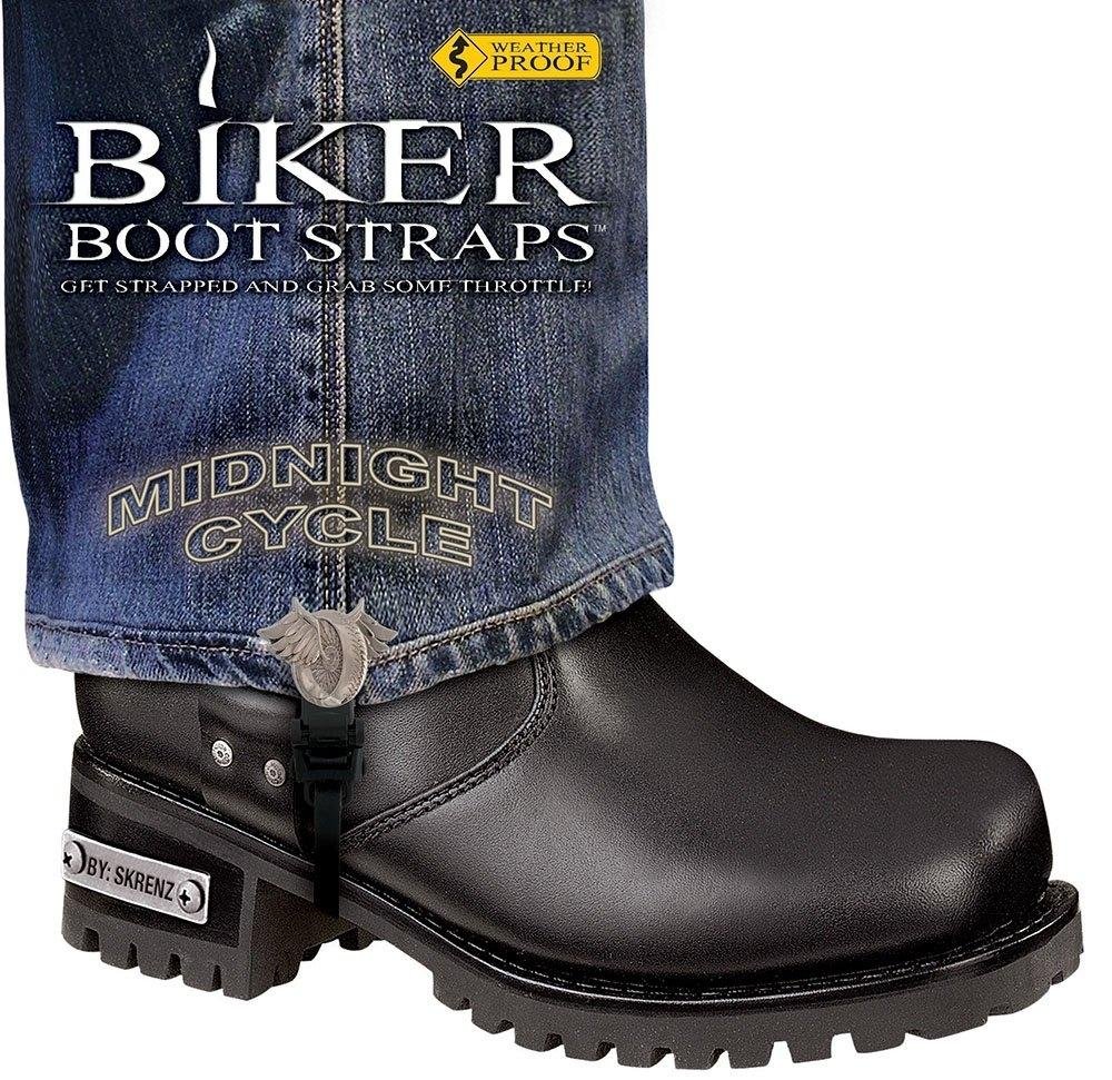 Dealer Leather Pair of Biker Boot Straps - 6 Inch - Midnight Cycle - Motorcycle - BBS-MD6-DS