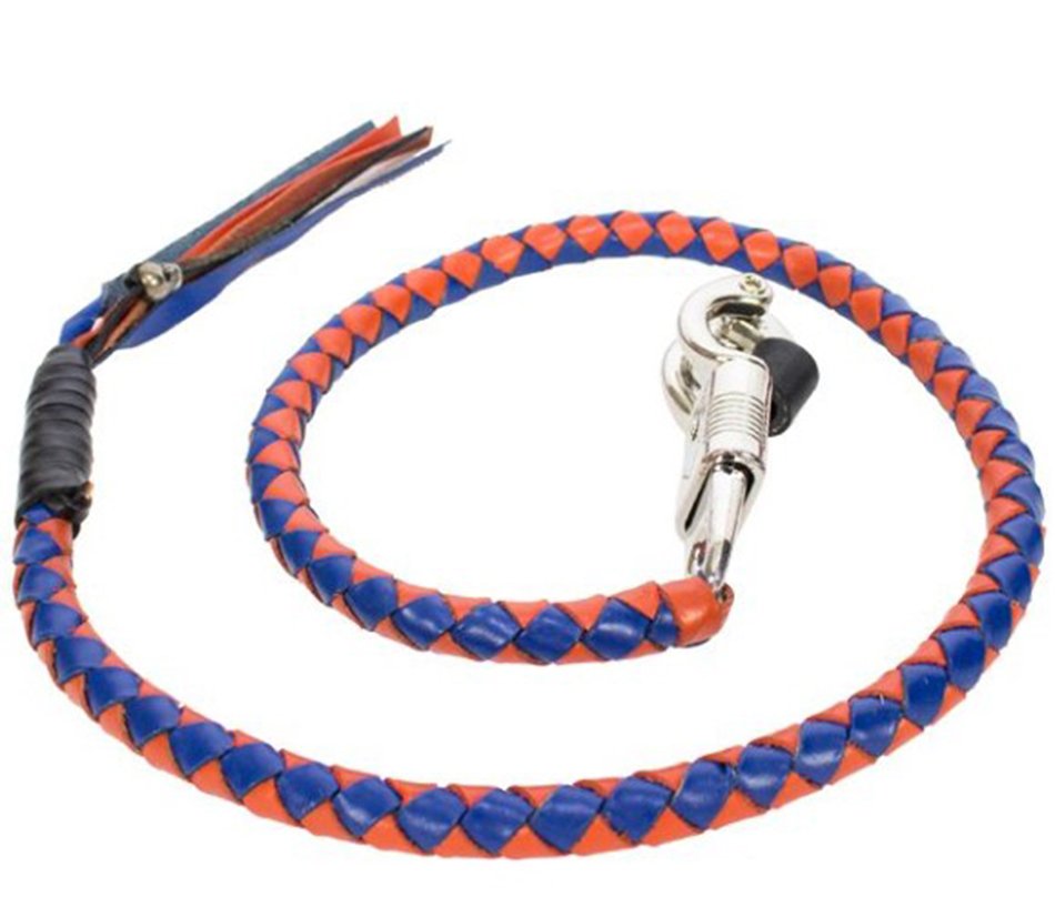 Get Back Whip - 36" - Orange and Blue Leather - GBW14-DL