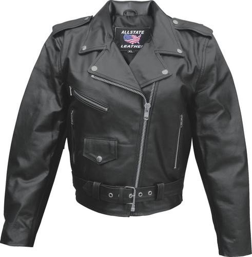Ladies Classic Biker Leather Jacket - Split Cowhide - SKU AL2101-AL