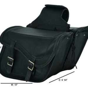 Saddlebags - Black Leather - Motorcycle Luggage - SD4065-NS-LEATHER-DL