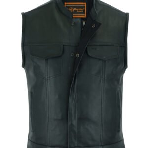 Leather Motorcycle Vest - Men's - Gun Pockets - Up To 12XL - Big and Tall - DS189A-DS